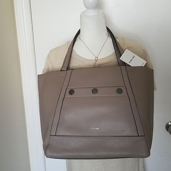 Brown Perlina Handbags EUC Perlina Genuine Leather Brown  Perlina‎ shoulder bag. Taupe leather, NWT!